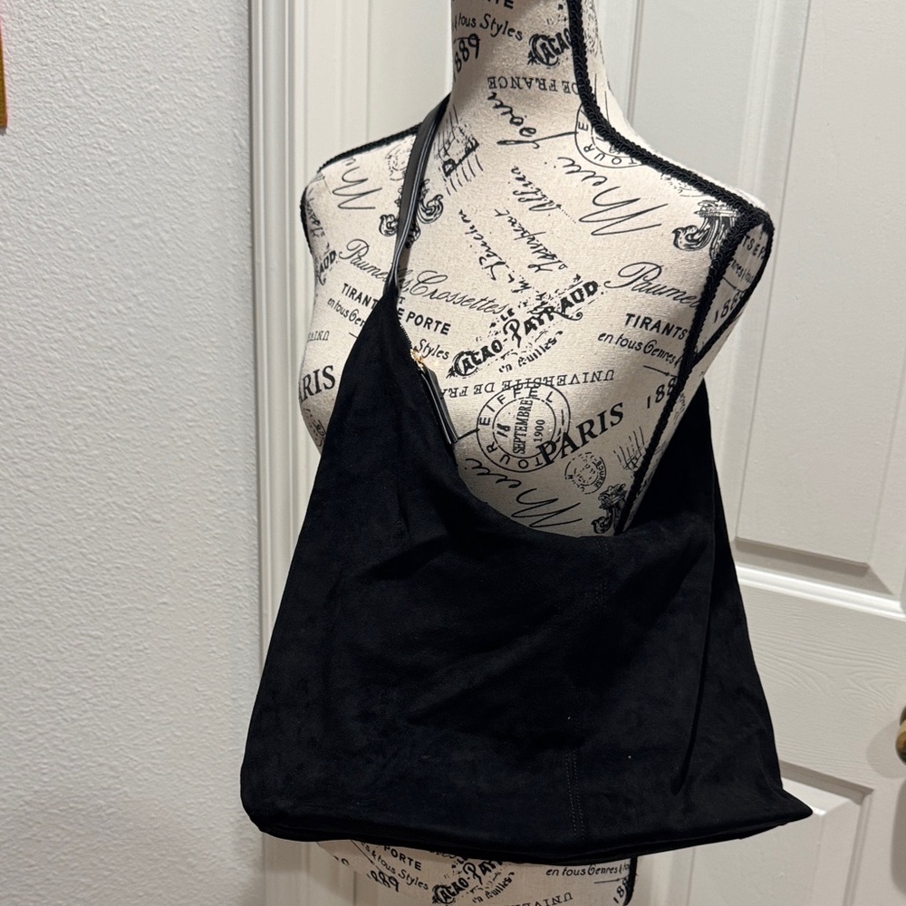 Black Suede Women's Hobo Bag